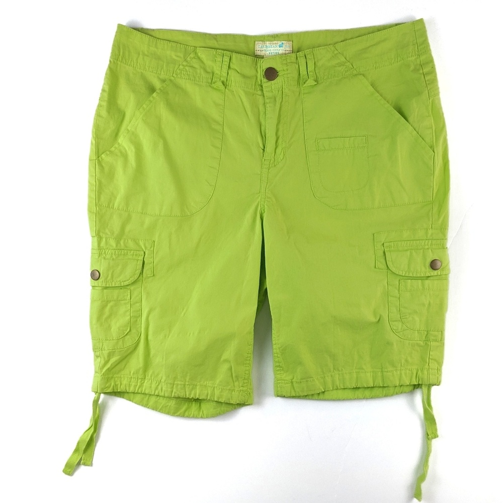 Caribbean Joe Neon Green Cargo Shorts 8P NWOT